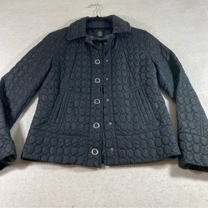 Rafaella Quilted Button Down Jacket Pockets Long Sleeves Black Med. light Jacket